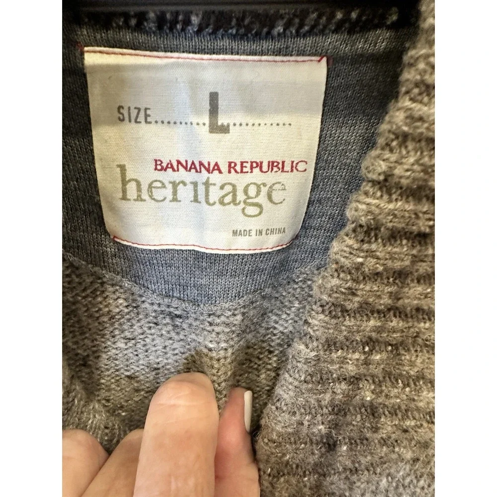 Banana Republic Heritage Shawl Collar Cardigan Sweater Men's‎ L Gray Wool Blend